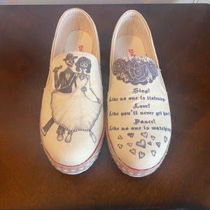 Goby Shoes Death Skull Printed Canvas Womens